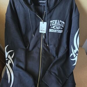New Tenaciti Black Zip-Up Hoodie and Sweatpants with White Tribal Design